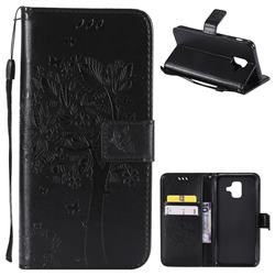 Embossing Butterfly Tree Leather Wallet Case for Samsung Galaxy A6 (2018) - Black