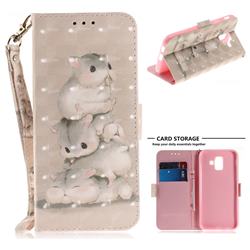 Three Squirrels 3D Painted Leather Wallet Phone Case for Samsung Galaxy A6 (2018)