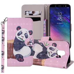 Happy Panda 3D Painted Leather Phone Wallet Case Cover for Samsung Galaxy A6 (2018)