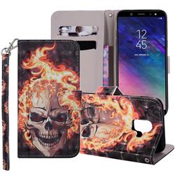 Flame Skull 3D Painted Leather Phone Wallet Case Cover for Samsung Galaxy A6 (2018)