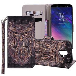 Tribal Owl 3D Painted Leather Phone Wallet Case Cover for Samsung Galaxy A6 (2018)