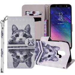 Mirror Cat 3D Painted Leather Phone Wallet Case Cover for Samsung Galaxy A6 (2018)