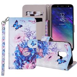 Pansy Butterfly 3D Painted Leather Phone Wallet Case Cover for Samsung Galaxy A6 (2018)