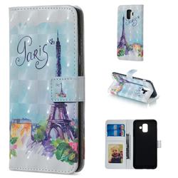 Paris Tower 3D Painted Leather Phone Wallet Case for Samsung Galaxy A6 (2018)