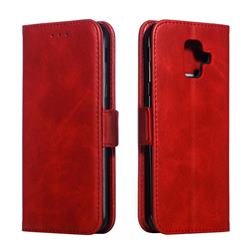 Retro Classic Calf Pattern Leather Wallet Phone Case for Samsung Galaxy A6 (2018) - Red