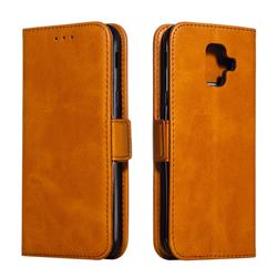 Retro Classic Calf Pattern Leather Wallet Phone Case for Samsung Galaxy A6 (2018) - Yellow