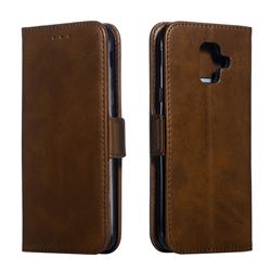 Retro Classic Calf Pattern Leather Wallet Phone Case for Samsung Galaxy A6 (2018) - Brown