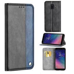 Classic Business Ultra Slim Magnetic Sucking Stitching Flip Cover for Samsung Galaxy A6 (2018) - Blue