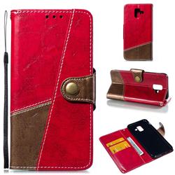 Retro Magnetic Stitching Wallet Flip Cover for Samsung Galaxy A6 (2018) - Rose Red