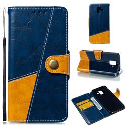 Retro Magnetic Stitching Wallet Flip Cover for Samsung Galaxy A6 (2018) - Blue