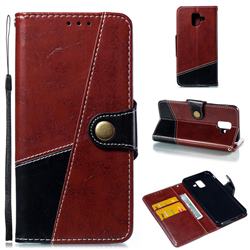 Retro Magnetic Stitching Wallet Flip Cover for Samsung Galaxy A6 (2018) - Dark Red