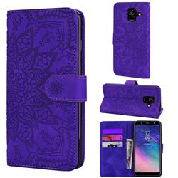 Retro Embossing Mandala Flower Leather Wallet Case for Samsung Galaxy A6 (2018) - Purple