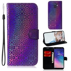 Laser Circle Shining Leather Wallet Phone Case for Samsung Galaxy A6 (2018) - Purple