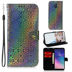 Laser Circle Shining Leather Wallet Phone Case for Samsung Galaxy A6 (2018) - Silver