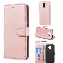 Retro Calf Matte Leather Wallet Phone Case for Samsung Galaxy A6 (2018) - Pink