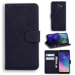 Retro Classic Skin Feel Leather Wallet Phone Case for Samsung Galaxy A6 (2018) - Black