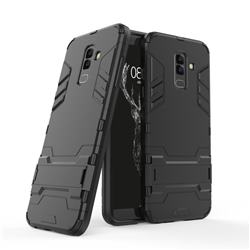 Armor Premium Tactical Grip Kickstand Shockproof Dual Layer Rugged Hard Cover for Samsung Galaxy A6 Plus (2018) - Black