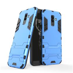 Armor Premium Tactical Grip Kickstand Shockproof Dual Layer Rugged Hard Cover for Samsung Galaxy A6 Plus (2018) - Light Blue