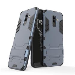 Armor Premium Tactical Grip Kickstand Shockproof Dual Layer Rugged Hard Cover for Samsung Galaxy A6 Plus (2018) - Navy
