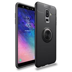 Auto Focus Invisible Ring Holder Soft Phone Case for Samsung Galaxy A6 Plus (2018) - Black