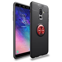 Auto Focus Invisible Ring Holder Soft Phone Case for Samsung Galaxy A6 Plus (2018) - Black Red