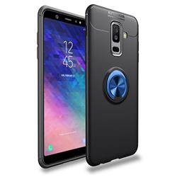 Auto Focus Invisible Ring Holder Soft Phone Case for Samsung Galaxy A6 Plus (2018) - Black Blue