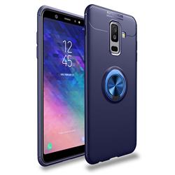 Auto Focus Invisible Ring Holder Soft Phone Case for Samsung Galaxy A6 Plus (2018) - Blue