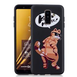 Glasses Cat 3D Embossed Relief Black Soft Back Cover for Samsung Galaxy A6 Plus (2018)