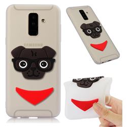 Glasses Dog Soft 3D Silicone Case for Samsung Galaxy A6 Plus (2018) - Translucent White