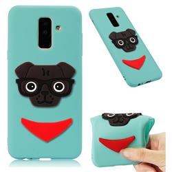 Glasses Dog Soft 3D Silicone Case for Samsung Galaxy A6 Plus (2018) - Sky Blue
