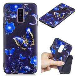 Phnom Penh Butterfly 3D Embossed Relief Black TPU Cell Phone Back Cover for Samsung Galaxy A6 Plus (2018)