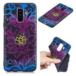 Colorful Lace 3D Embossed Relief Black TPU Cell Phone Back Cover for Samsung Galaxy A6 Plus (2018)
