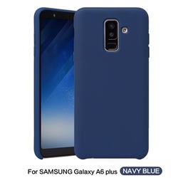 Howmak Slim Liquid Silicone Rubber Shockproof Phone Case Cover for Samsung Galaxy A6 Plus (2018) - Midnight Blue