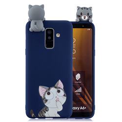 Big Face Cat Soft 3D Climbing Doll Soft Case for Samsung Galaxy A6 Plus (2018)