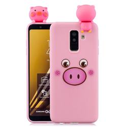 Small Pink Pig Soft 3D Climbing Doll Soft Case for Samsung Galaxy A6 Plus (2018)
