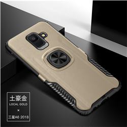 Knight Armor Anti Drop PC + Silicone Invisible Ring Holder Phone Cover for Samsung Galaxy A6 Plus (2018) - Champagne