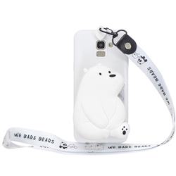 White Polar Bear Neck Lanyard Zipper Wallet Silicone Case for Samsung Galaxy A6 Plus (2018)