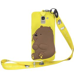 Yellow Bear Neck Lanyard Zipper Wallet Silicone Case for Samsung Galaxy A6 Plus (2018)