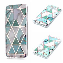 Green White Galvanized Rose Gold Marble Phone Back Cover for Samsung Galaxy A6 Plus (2018)
