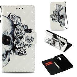 Skull Flower 3D Painted Leather Wallet Case for Samsung Galaxy A6 Plus (2018)