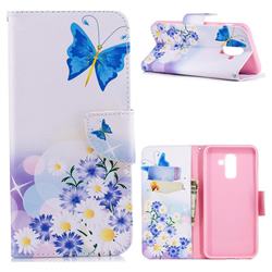 Butterflies Flowers Leather Wallet Case for Samsung Galaxy A6 Plus (2018)