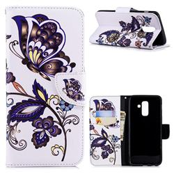 Butterflies and Flowers Leather Wallet Case for Samsung Galaxy A6 Plus (2018)
