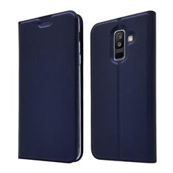 Ultra Slim Card Magnetic Automatic Suction Leather Wallet Case for Samsung Galaxy A6 Plus (2018) - Royal Blue