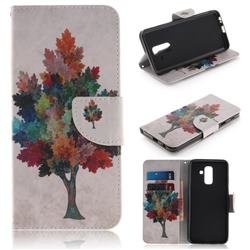 Colored Tree PU Leather Wallet Case for Samsung Galaxy A6 Plus (2018)