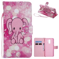 Pink Elephant PU Leather Wallet Case for Samsung Galaxy A6 Plus (2018)