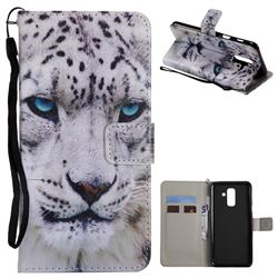 White Leopard PU Leather Wallet Case for Samsung Galaxy A6 Plus (2018)