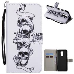 Skull Head PU Leather Wallet Case for Samsung Galaxy A6 Plus (2018)
