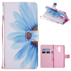 Blue Sunflower PU Leather Wallet Case for Samsung Galaxy A6 Plus (2018)