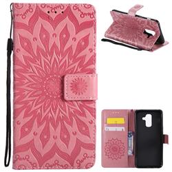 Embossing Sunflower Leather Wallet Case for Samsung Galaxy A6 Plus (2018) - Pink