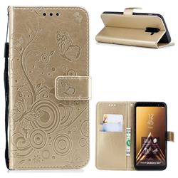 Intricate Embossing Butterfly Circle Leather Wallet Case for Samsung Galaxy A6 Plus (2018) - Champagne